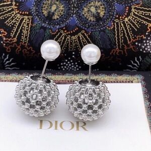 Dior Silver Pearl Earrings cannage framework tribal Tribales